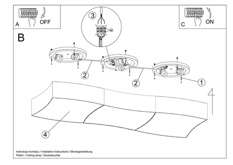 Plafon SQUARE 3 biały + 6x Żarówka LED E27 3000K Ciepła 7,5W 620lm
