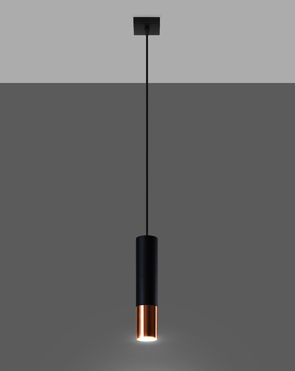 Lampa Wisząca LOOPEZ 1 czarny/miedź + 1x Żarówka LED GU-10 3000K Ciepła 7W 620lm