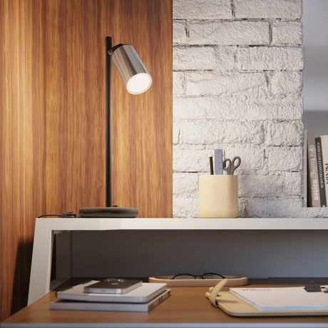 Lampa biurkowa WINX czarny/chrom + 1x Żarówka LED GU-10 3000K Ciepła 7W 510lm