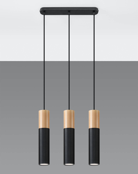 Lampa Wisząca PABLO 3 czarna + 3x Żarówka LED GU-10 3000K Ciepła 7W 620lm