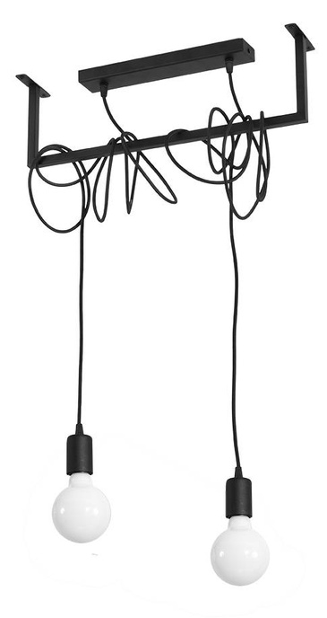 Żyrandol SALAMANCA 2 czarny + 2x Żarówka LED E27 4000K Zimna 7,5W 650lm
