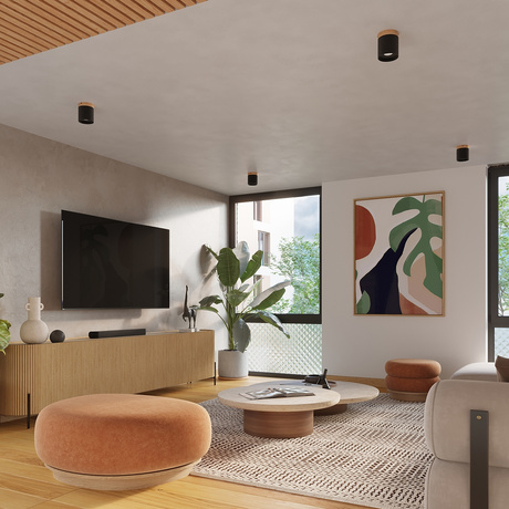 Plafon RIF czarny + 1x Żarówka LED GU-10 4000K Zimna 7W 530lm