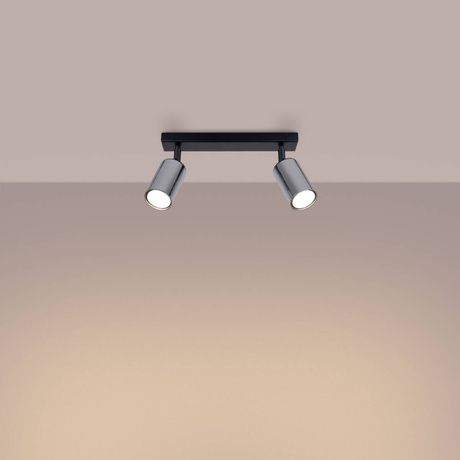 Plafon WINX 2 czarny/chrom + 2x Żarówka LED GU-10 3000K Ciepła 7W 510lm