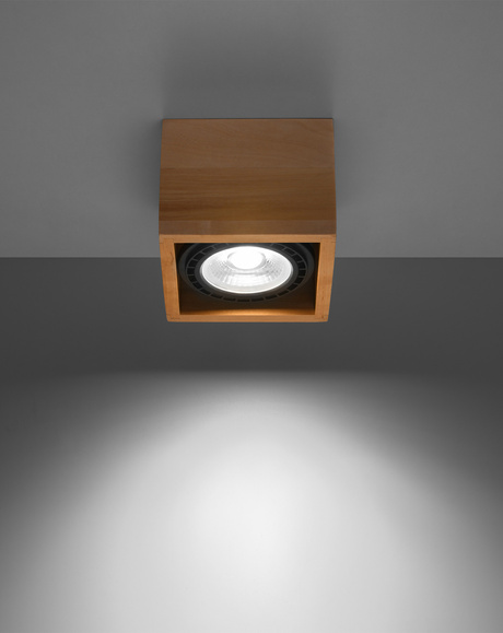 Plafon QUATRO 1 naturalne drewno + 1x Żarówka LED GU10 AR111 4000K ZIMNA 12W 850lm