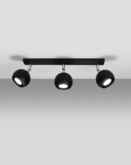 Plafon OCULARE 3 czarny + 3x Żarówka LED GU-10 3000K Ciepła 7W 620lm