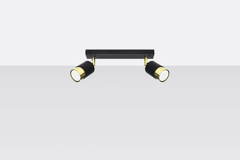 Plafon NERO 2 czarny/złoty + 2x Żarówka LED GU-10 4000K Zimna 7W 630lm