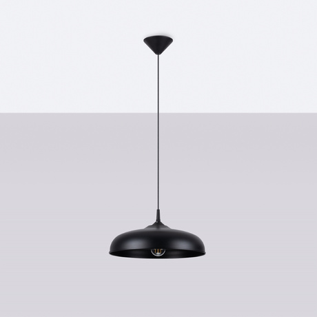 Lampa wisząca GINA czarna + 1x Żarówka LED E27 4000K Zimna 7,5W 690lm