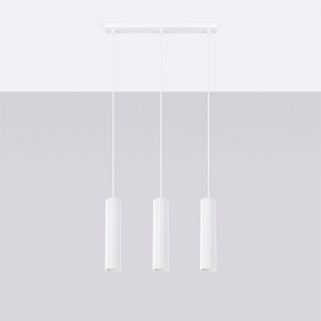 Lampa wisząca KARBON 3L biały + 3x Żarówka LED GU-10 3000K Ciepła 7W 510lm