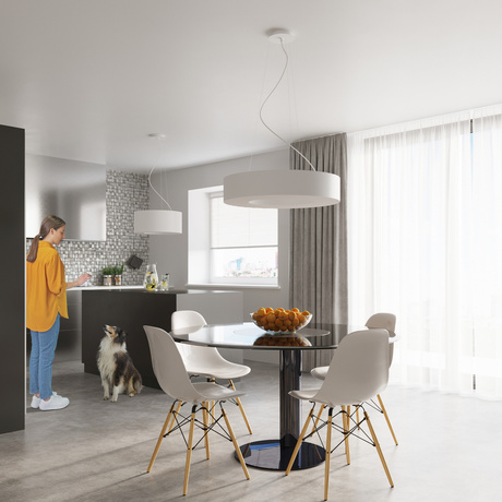 Żyrandol SATURNO 90 biały + 8x Żarówka LED E27 3000K Ciepła 7,5W 620lm