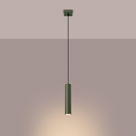 Lampa wisząca LAGOS 1 zielona oliwka + 1x Żarówka LED GU-10 3000K Ciepła 7W 510lm