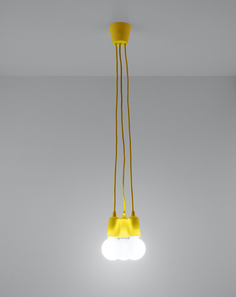 Lampa wisząca DIEGO 3 żółta + 3x Żarówka LED E27 3000K Ciepła 7,5W 620lm