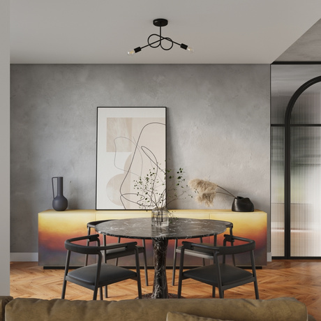 Żyrandol LOOP 2 czarny + 2x Żarówka LED E27 4000K Zimna 7,5W 690lm