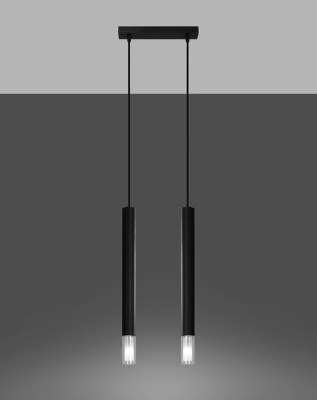 Lampa wisząca WEZYR 2 czarna + 2x Żarówka LED G9 4000K Zimna 4,5W 530lm