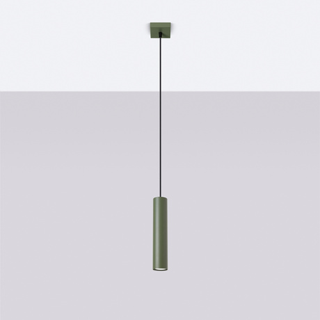 Lampa wisząca LAGOS 1 zielona oliwka + 1x Żarówka LED GU-10 3000K Ciepła 7W 510lm