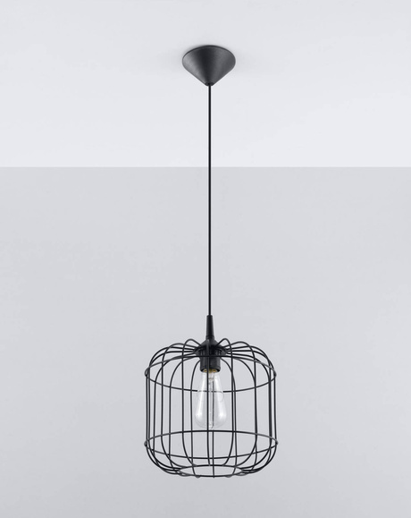 Lampa wisząca CELTA czarna + 1x Żarówka LED E27 4000K Zimna 7,5W 650lm