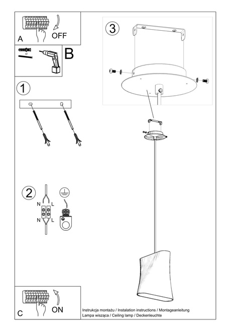 Żyrandol BLUM 1 czarny + 1x Żarówka LED E27 3000K Ciepła 7,5W 620lm