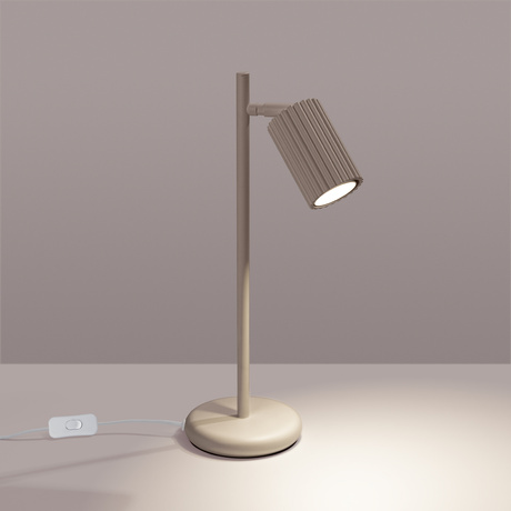 Lampa biurkowa KARBON taupe + 1X Żarówka LED GU-10 3000K Ciepła 7W 510lm