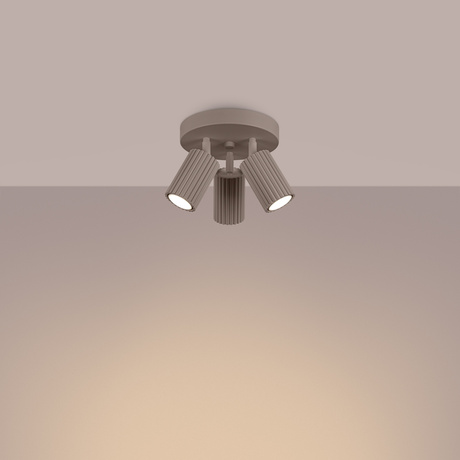Plafon KARBON 3P taupe + 3X Żarówka LED GU-10 3000K Ciepła 7W 510lm