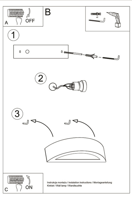 Kinkiet ceramiczny ATENA szary + 1x Żarówka LED E27 4000K Zimna 7,5W 650lm