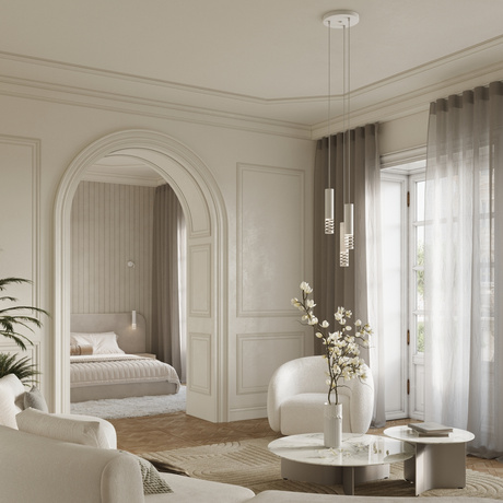 Lampa wisząca LAMI 3P biały + 3X Żarówka LED GU-10 4000K Zimna 7W 530lm