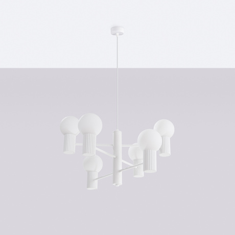 Żyrandol HALO 6 biały + 6X Żarówka LED G9 3000K Ciepła 4,5W 450lm