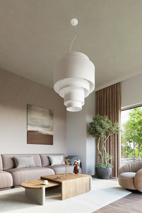 Żyrandol REFLEXION 80 biały + 7x Żarówka LED E27 3000K Ciepła 7,5W 620lm