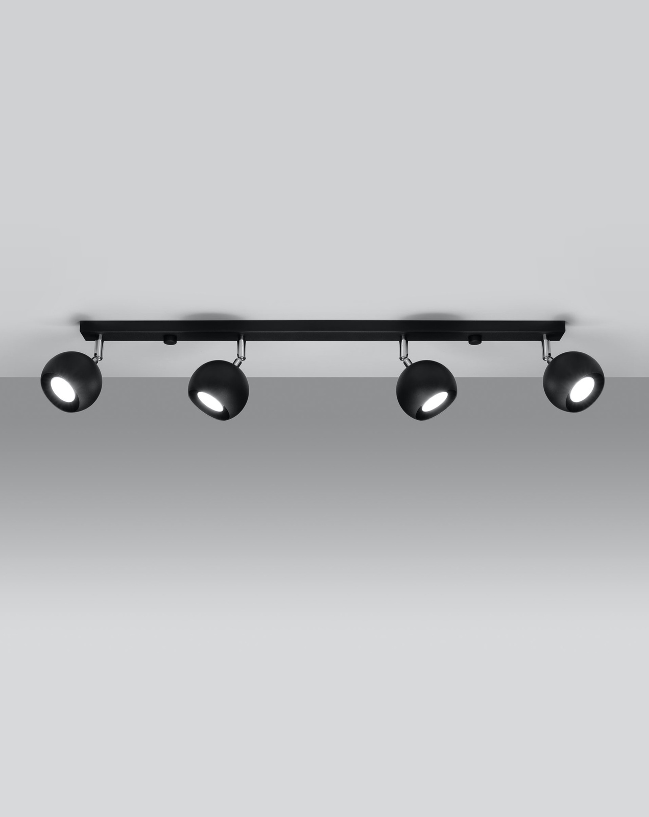 Plafon OCULARE 4L czarny + 4x Żarówka LED GU-10 3000K Ciepła 7W 620lm