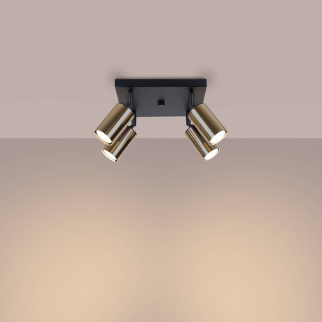 Plafon WINX 4 czarny/złoty +4x Żarówka LED GU-10 4000K Zimna 7W 530lm