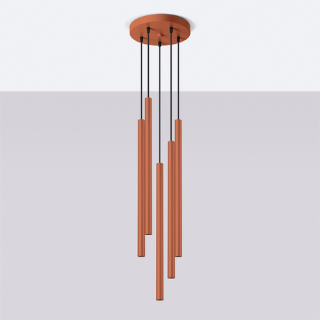 Lampa wisząca PASTELO 5P ochra czerwona + 5x Żarówka LED G9 3000K Ciepła 4,5W 450lm