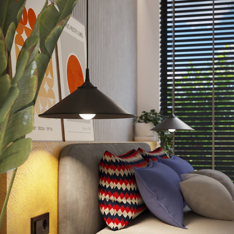 Lampa wisząca ZUMA czarna + 1x Żarówka LED E27 4000K Zimna 7,5W 690lm