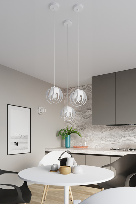 Lampa wisząca TULOS 1 biały + 1x Żarówka LED E27 4000K Zimna 7,5W 650lm