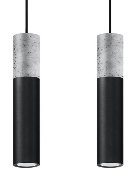 Lampa wisząca BORGIO 2 czarna + 2x Żarówka LED GU-10 4000K Zimna 7W 630lm