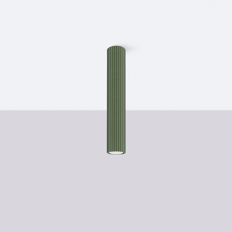 Plafon KARBON 40 zielony oliwkowy + 1x Żarówka LED GU-10 3000K Ciepła 7W 510lm