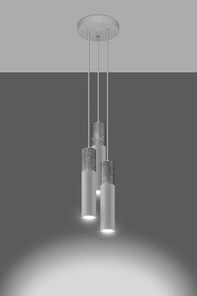 Lampa wisząca BORGIO 3P biały + 3x Żarówka LED GU-10 3000K Ciepła 7W 620lm