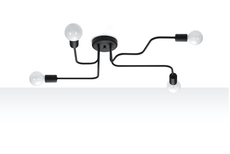 Żyrandol VECTOR 4 czarny + 4x Żarówka LED E27 3000K Ciepła 7,5W 620lm