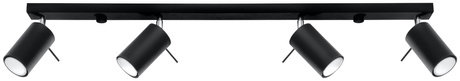 Plafon RING 4L czarny + 4x Żarówka LED GU-10 4000K Zimna 7W 630lm