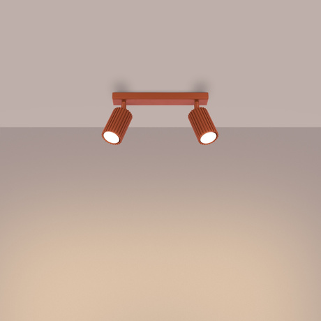 Plafon KARBON 2 ochra czerwona + 2x Żarówka LED GU-10 3000K Ciepła 7W 510lm