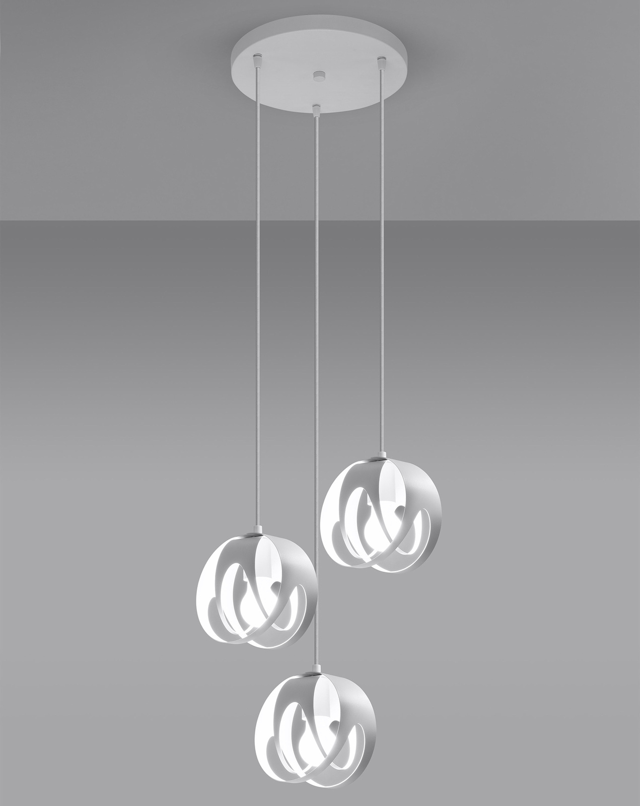 Lampa wisząca TULOS 3P biała + 3x Żarówka LED E27 3000K Ciepła 7,5W 620lm