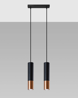 Lampa Wisząca LOOPEZ 2 czarny/miedź + 2x Żarówka LED GU-10 3000K Ciepła 7W 620lm