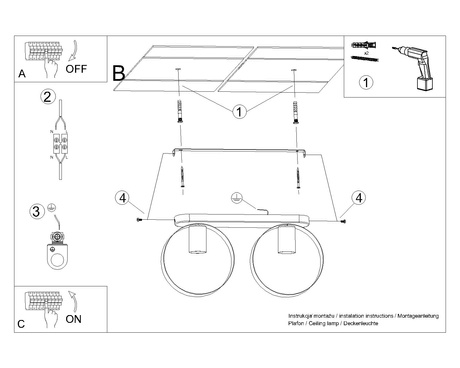 Plafon TITRAN 2 biały + 2x Żarówka LED E27 4000K Zimna 7,5W 690lm