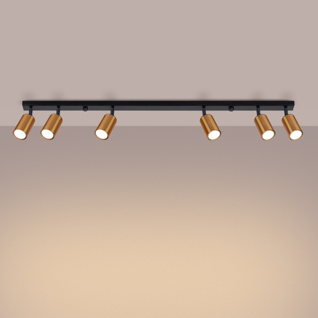 Plafon WINX 6L czarny/miedź + 6x Żarówka LED GU-10 4000K Zimna 7W 530lm