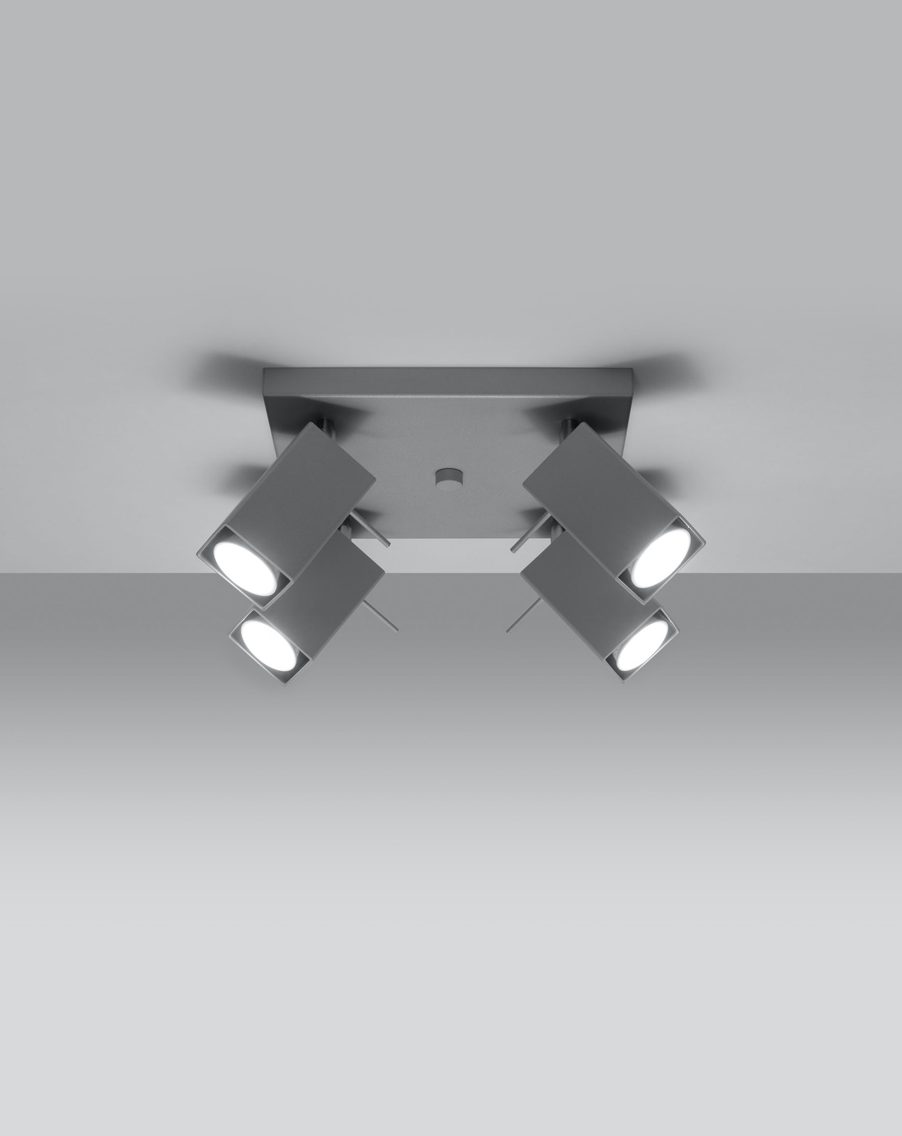 Plafon MERIDA 4 szary + 4x Żarówka LED GU-10 3000K Ciepła 7W 620lm