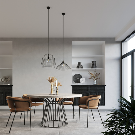 Lampa wisząca UMB czarna + 1x Żarówka LED E27 4000K Zimna 7,5W 650lm