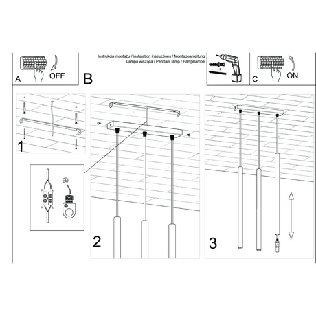 Lampa wisząca PASTELO 3 ochra czerwona + 3x Żarówka LED G9 3000K Ciepła 4,5W 450lm