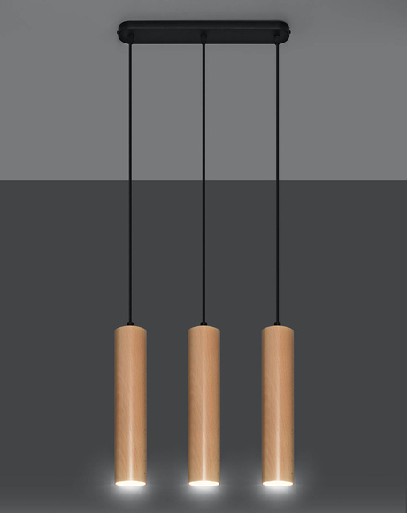 Lampa Wisząca LINO 3 naturalne + 3x Żarówka LED GU-10 3000K Ciepła 7W 620lm