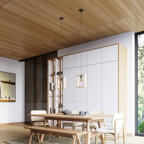Lampa wisząca ARIES naturalne drewno + 1x Żarówka LED E27 3000K Ciepła 7,5W 620lm