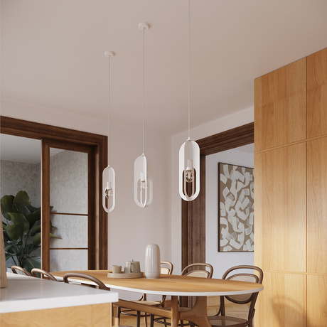 Lampa wisząca NICUS 1 biała + 1x Żarówka LED E27 4000K Zimna 7,5W 690lm