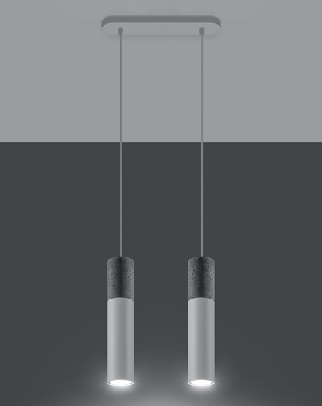 Lampa wisząca BORGIO 2 biała + 2x Żarówka LED GU-10 3000K Ciepła 7W 620lm