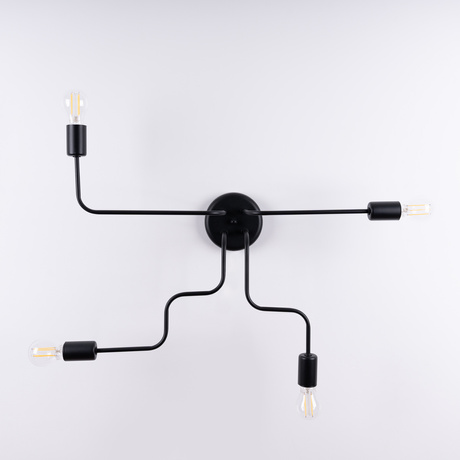 Żyrandol VECTOR 4 czarny + 4X Żarówka LED E27 3000K 7W 760lm