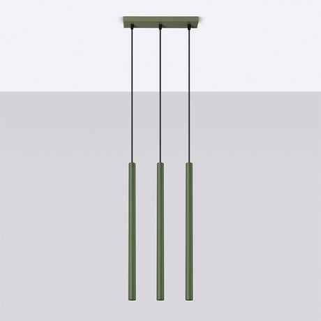 Lampa wisząca PASTELO 3P zielona oliwka + 3x Żarówka LED G9 4000K Zimna 4,5W 460lm